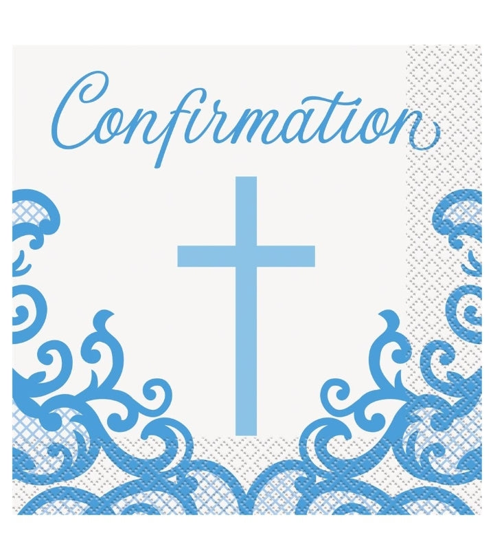 Confirmation blue napkins pk