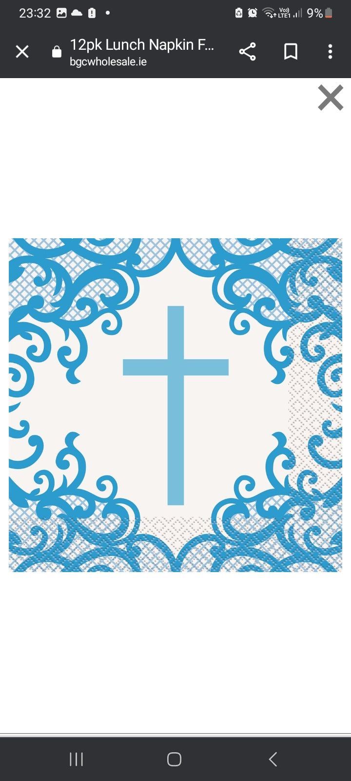 Blue Cross napkins × 16