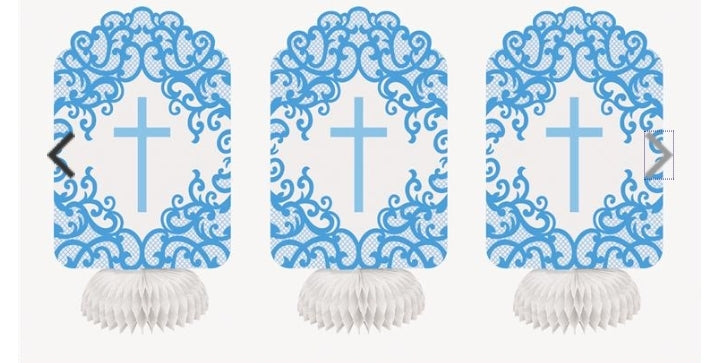 Blue honeycomb cross decorations
