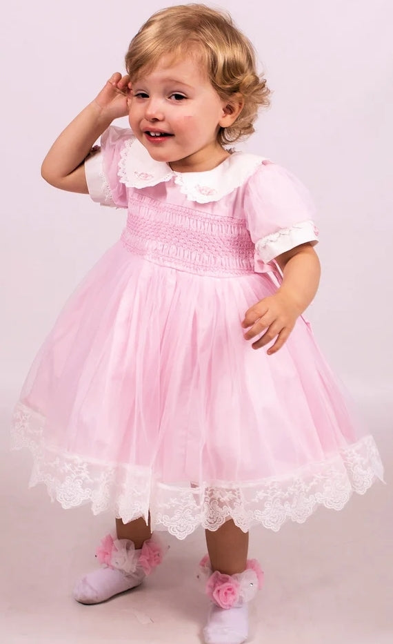 Baby Smocked layered pink dress