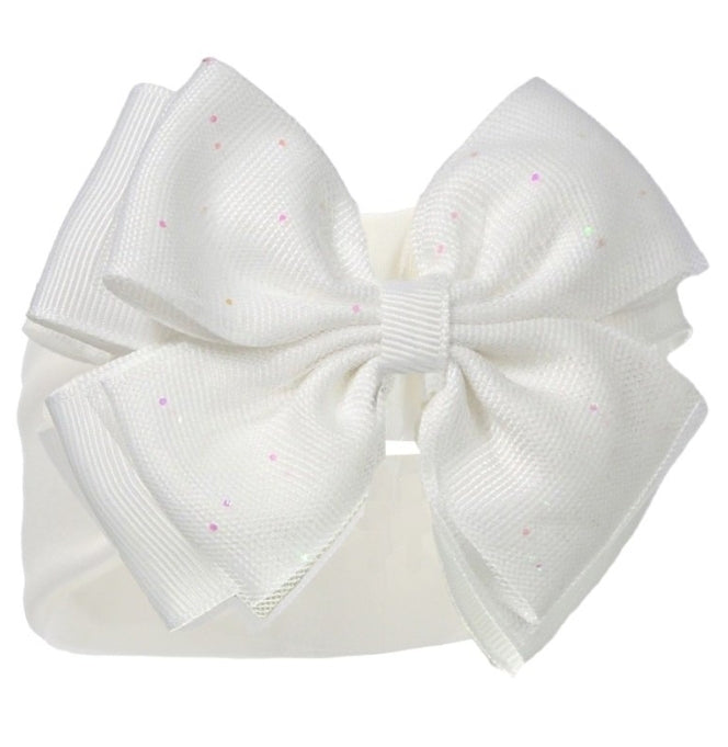 Cream headband with glitter bow