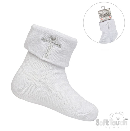 ankle sock with white embroidered cross