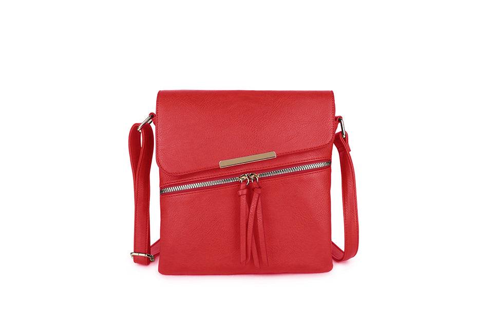 Red Cross Over Body Bag with Tassels w326