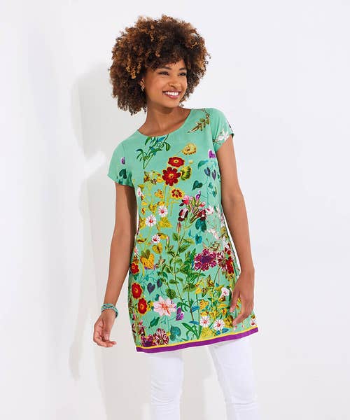 Summer sun green floral tunic WG640A