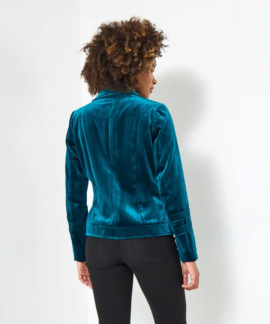 Teal Velvet Biker Jacket