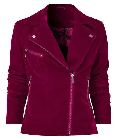 Purple velvet moto jacket best sale