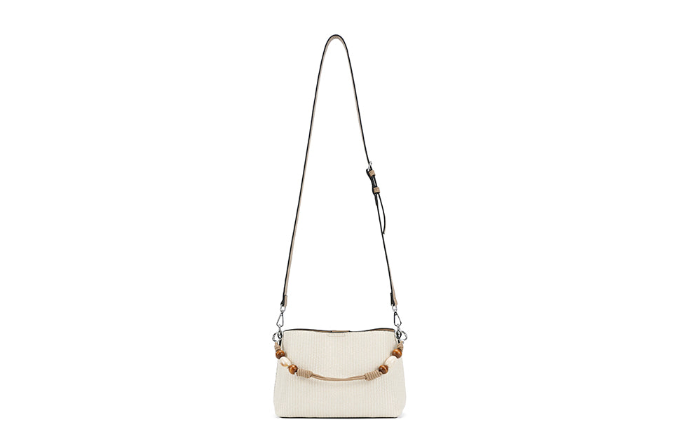 Blue Handbag with Beaded Handle