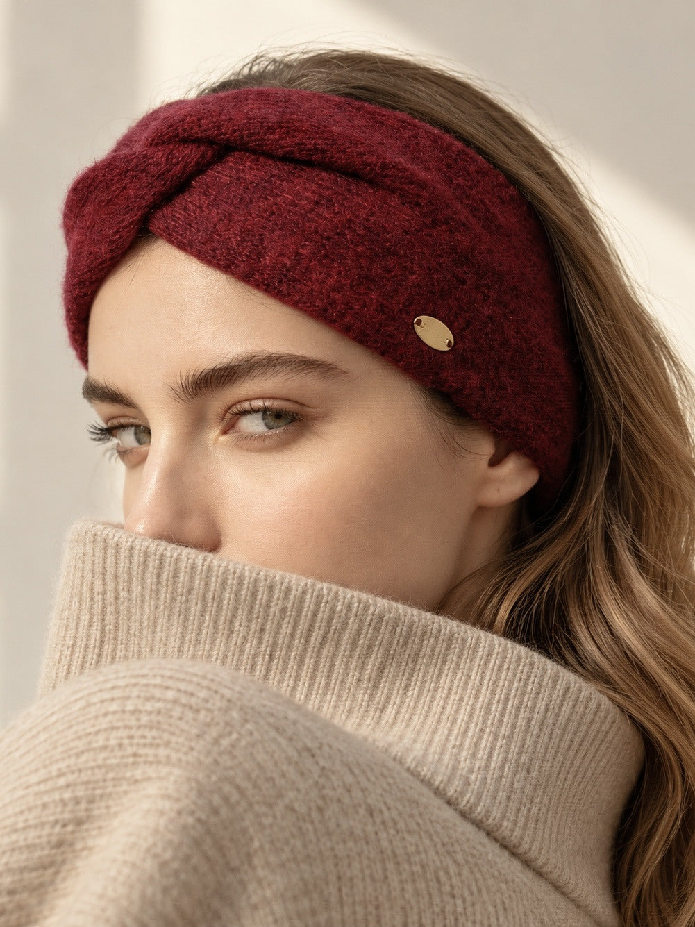Cashmere-Blend Twist Headband Burgundy