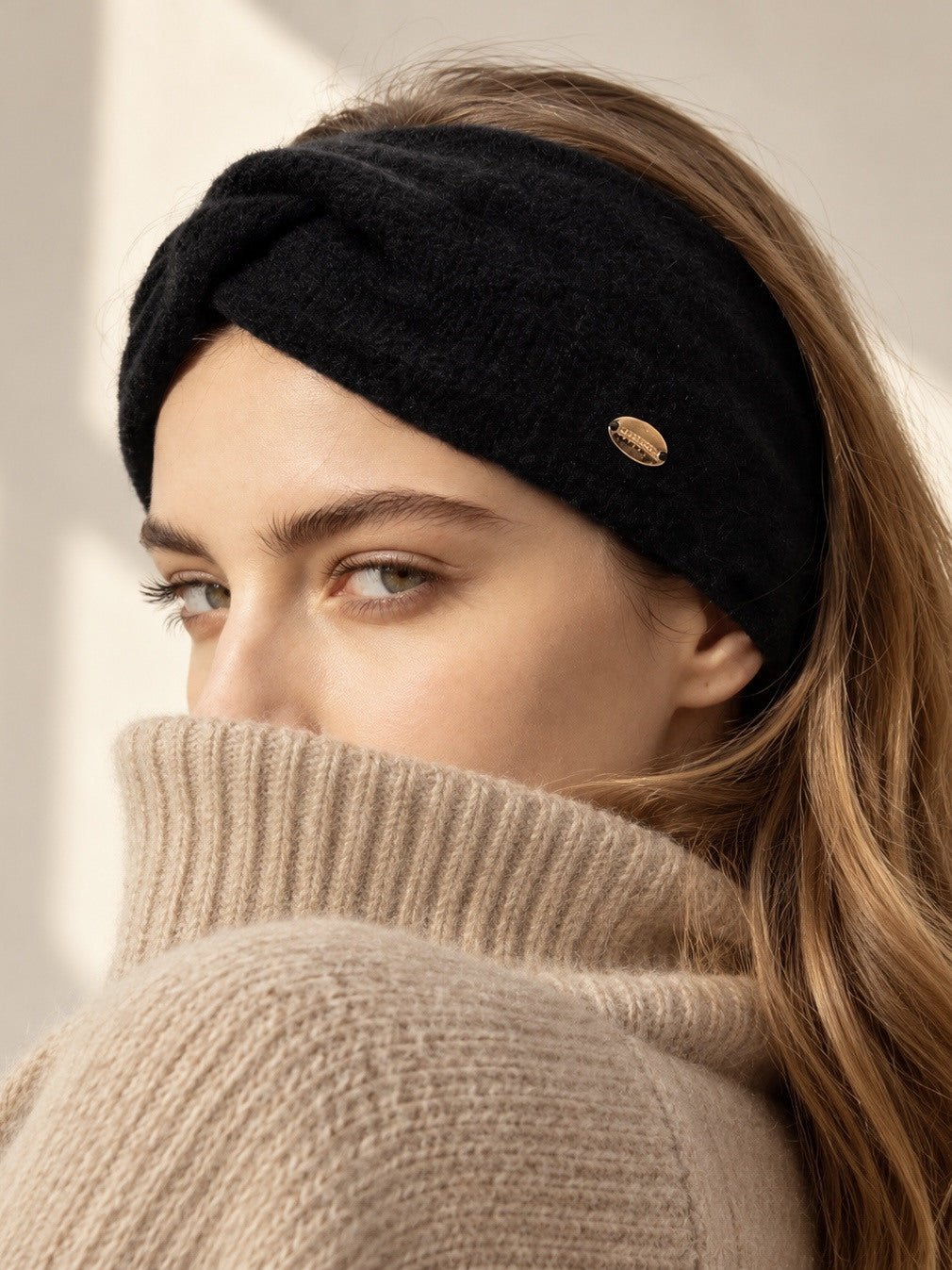 Cashmere-Blend Twist Headband Black