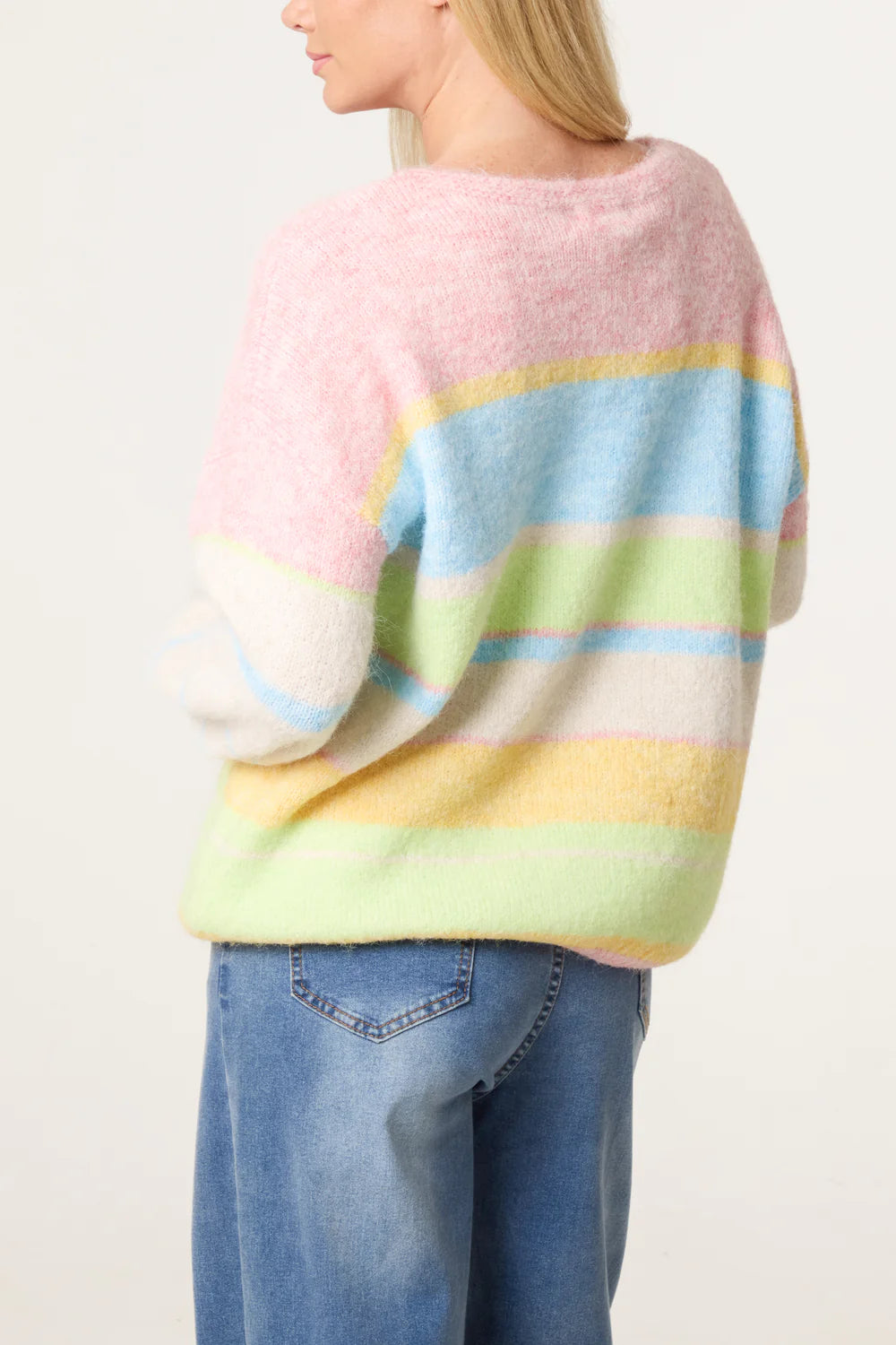 Pastel Colour Block Knitted Jumper