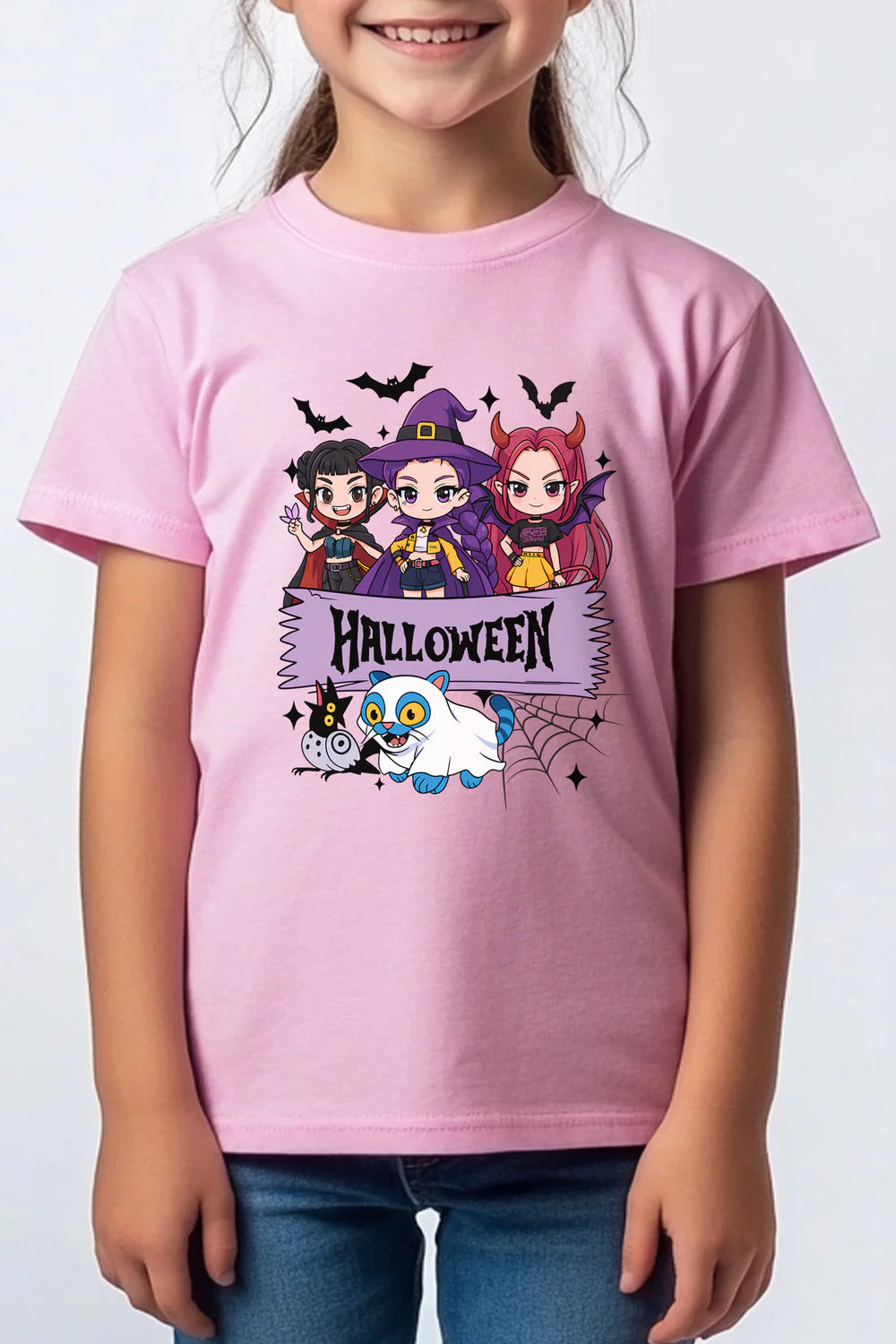 Spooky K-Pop Printed T-Shirt - Pink