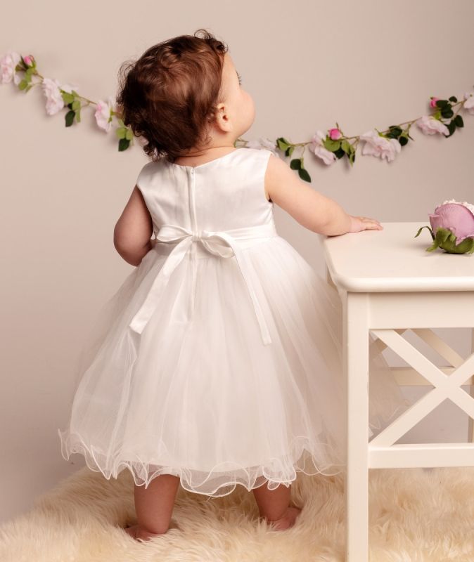 Girls White Riley Christening Dress