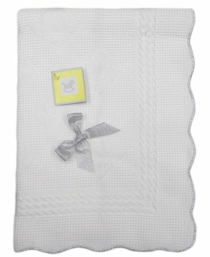 Luxury Silver Bow & Trim Heart Shawl on a Hanger