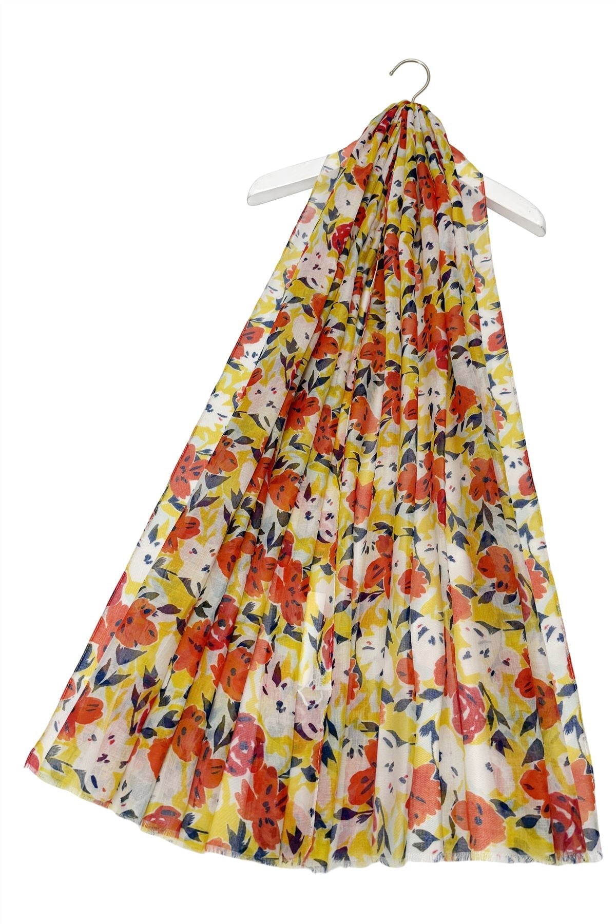 Mixed wildflower print frayed scarf