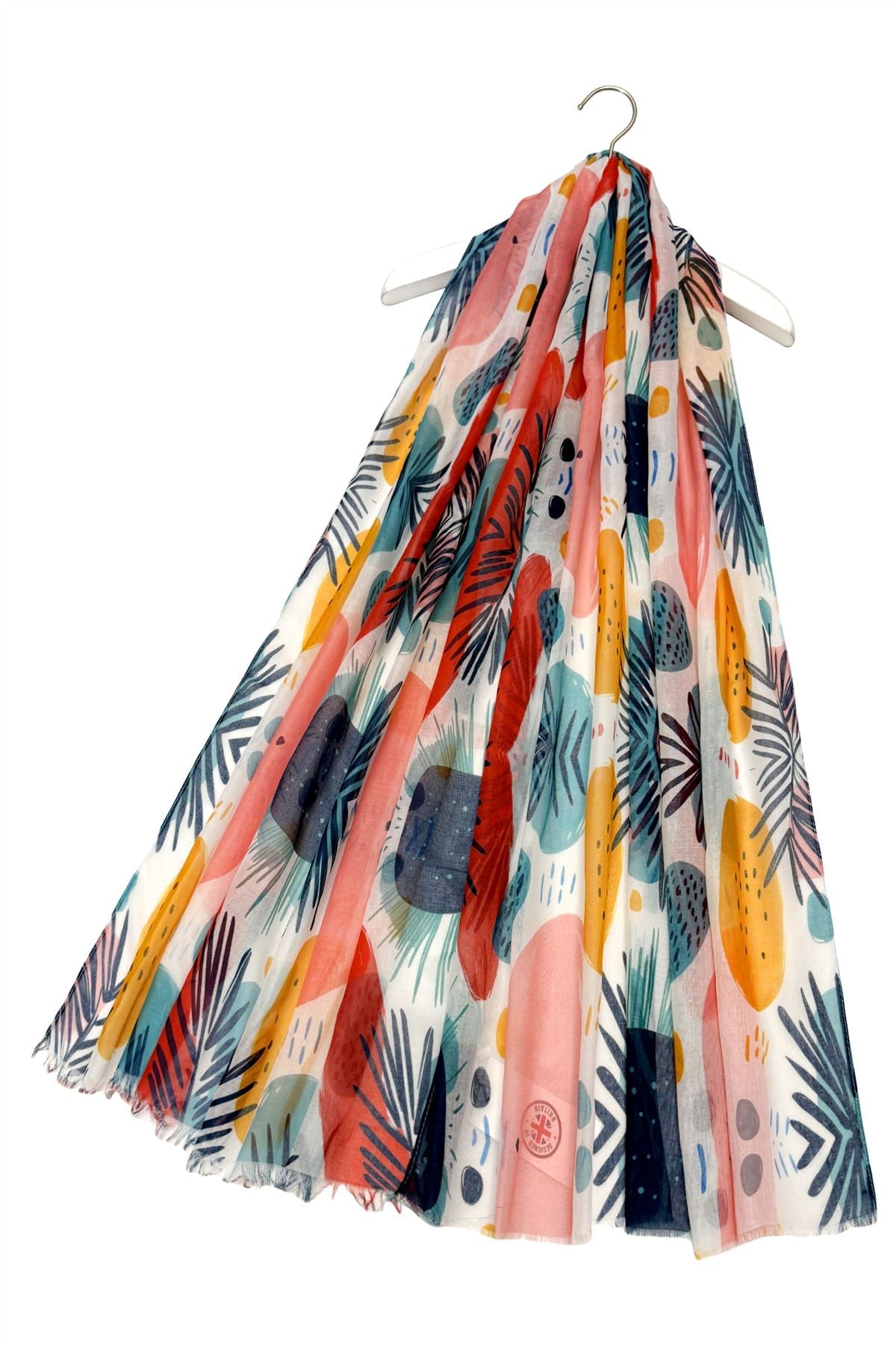 80's Abstract print frayed scarf
