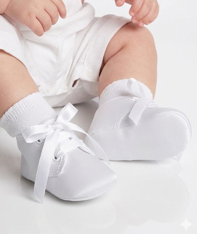 Baby Boy white Louis Ribbon Tie Boot Style Christening Shoe