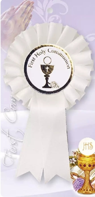 First Holy Communion Rosette with gold chalice