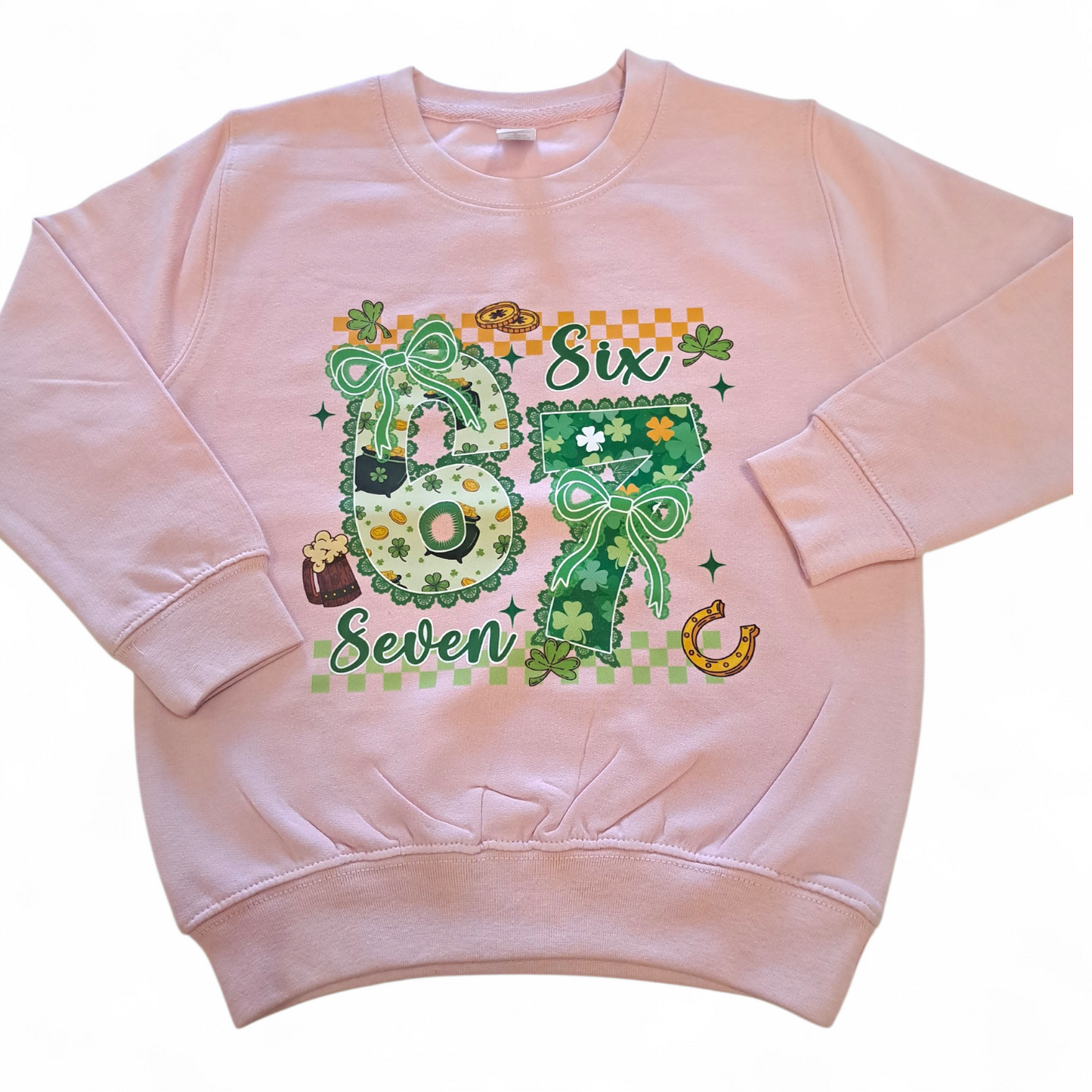 6 7 Bow Baby Pink Sweatshirt