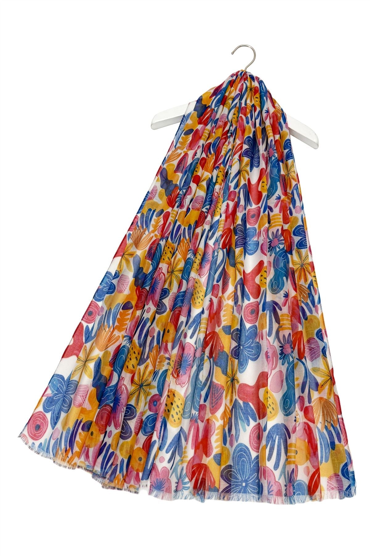 Bright floral catcus frayed scarf