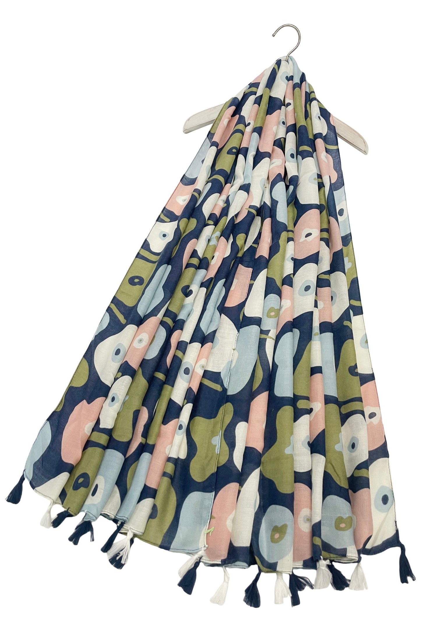 60's floral print tassel scarf