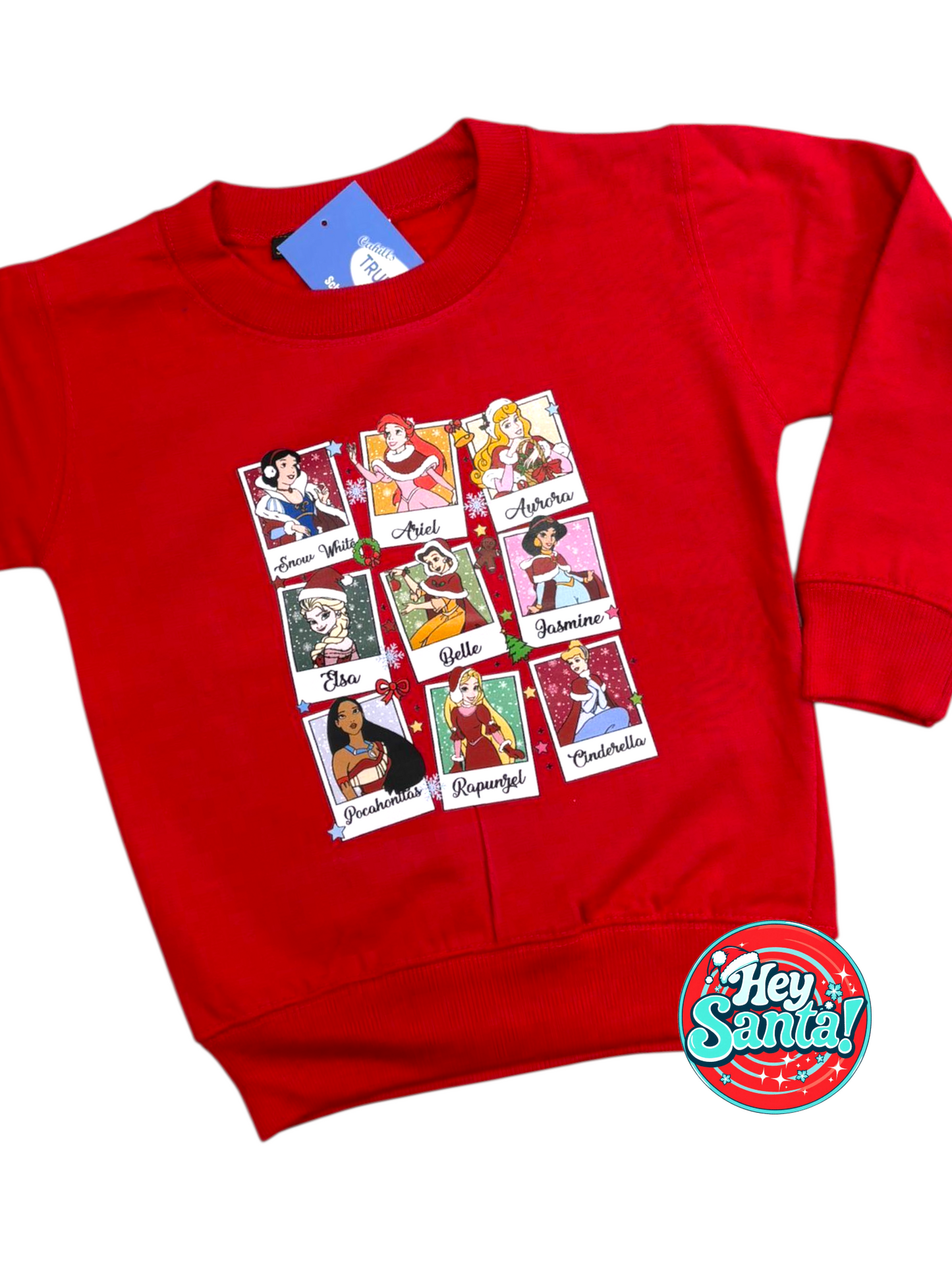 Christmas Jumper Princess Squares Red