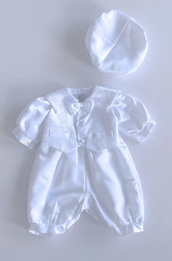 Baby boy christening romper with hat Romper-2