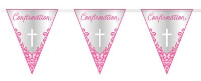 Pink Cross Confirmation Flag Banner 9ft