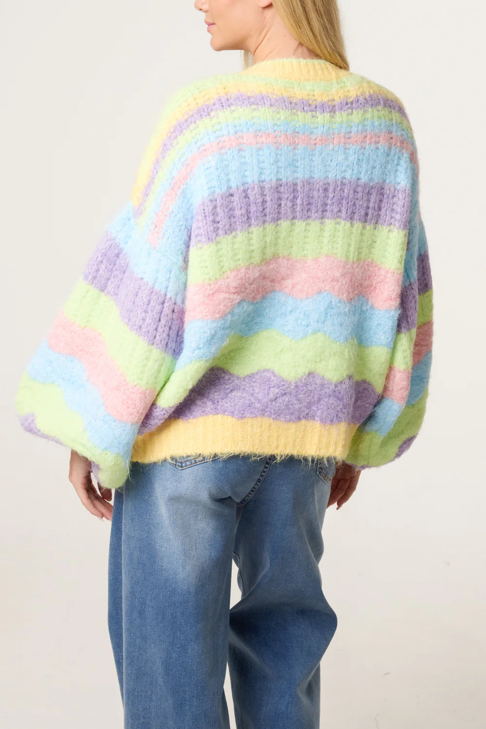 Wavy Knitted Block Cardigan