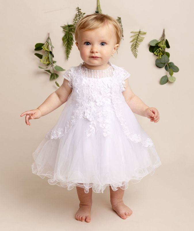 Girls White Bonnie Christening Dress