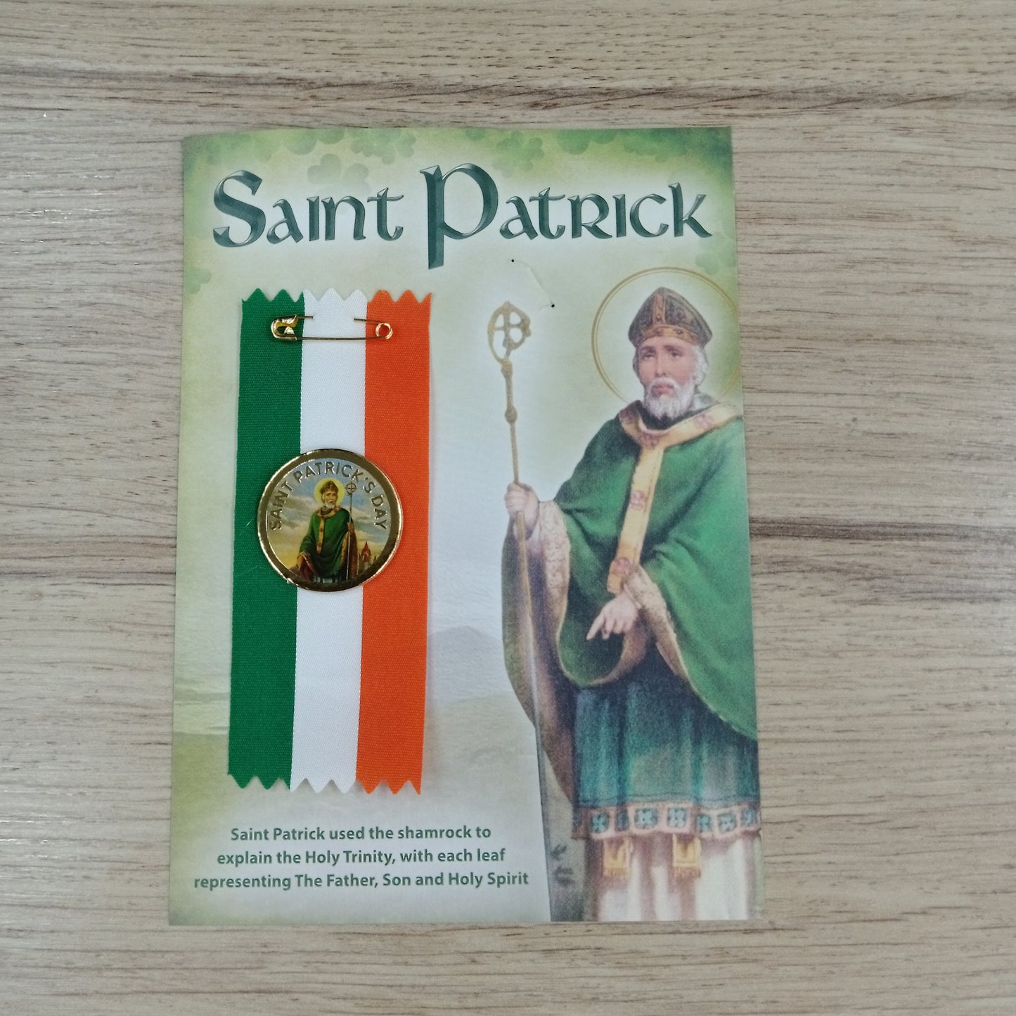 St Patrick's day Tricolour Badge with st Patrick motif