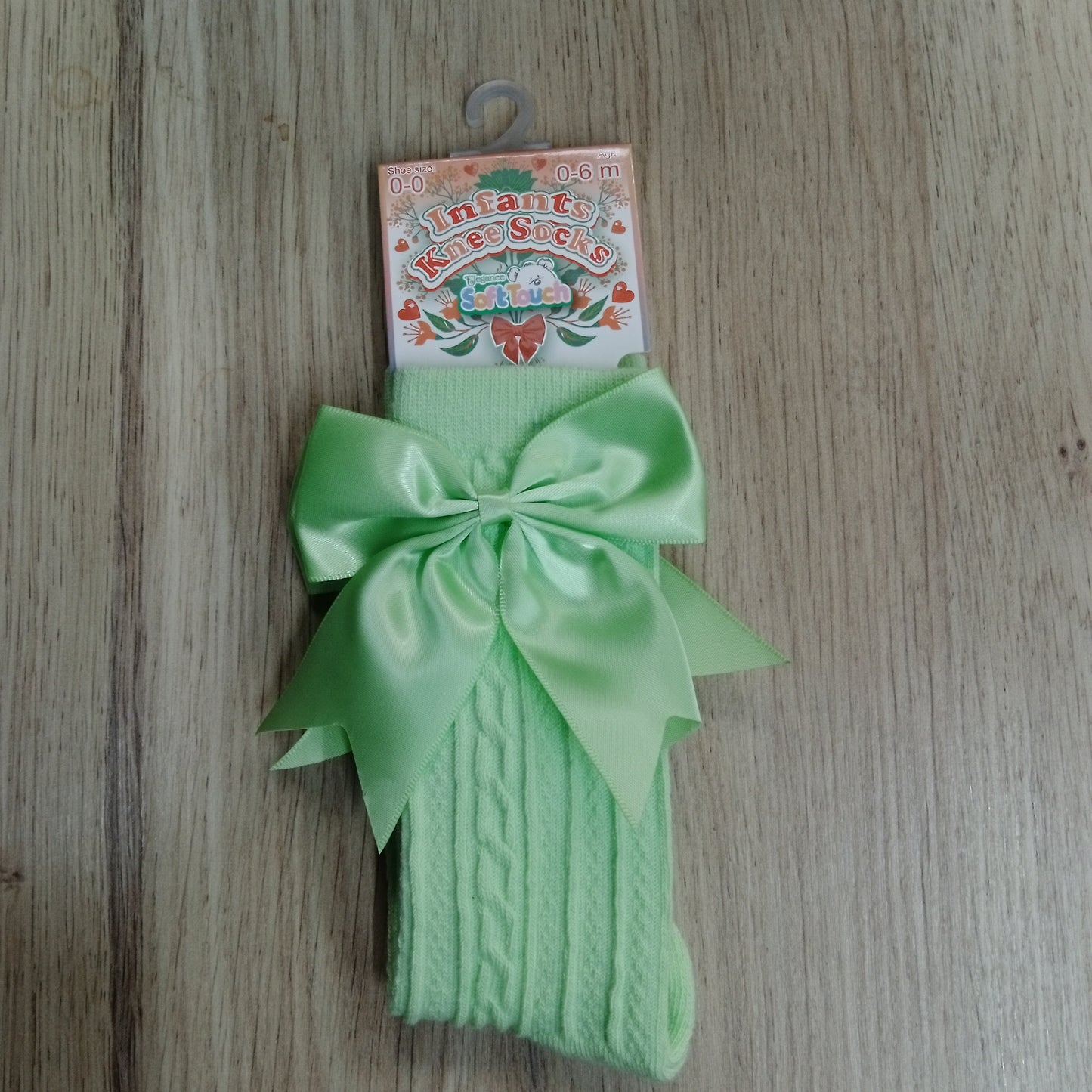 Large Bow Green Knee Sock