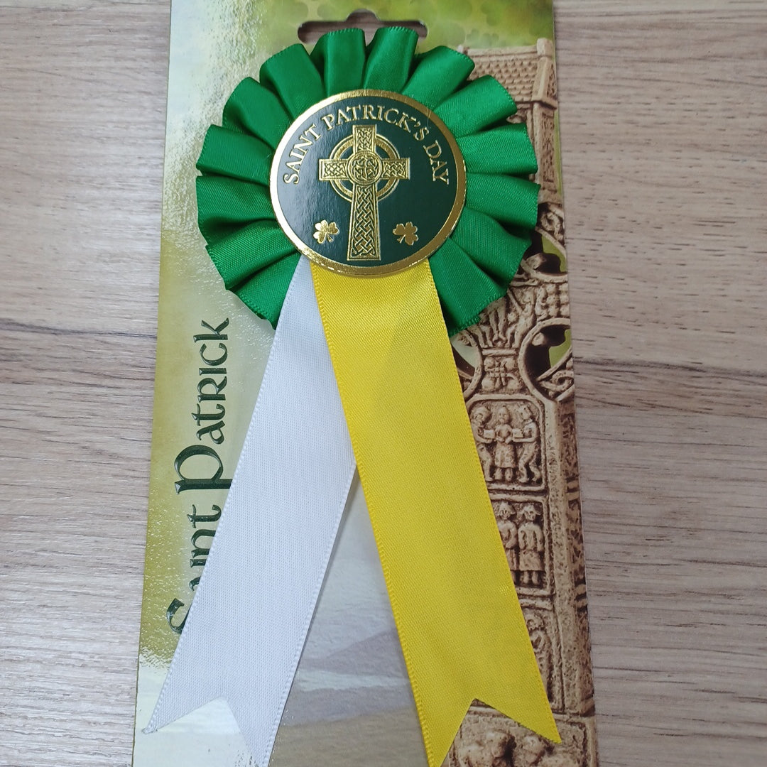 St Patrick's day Tri colour celtic cross rosette