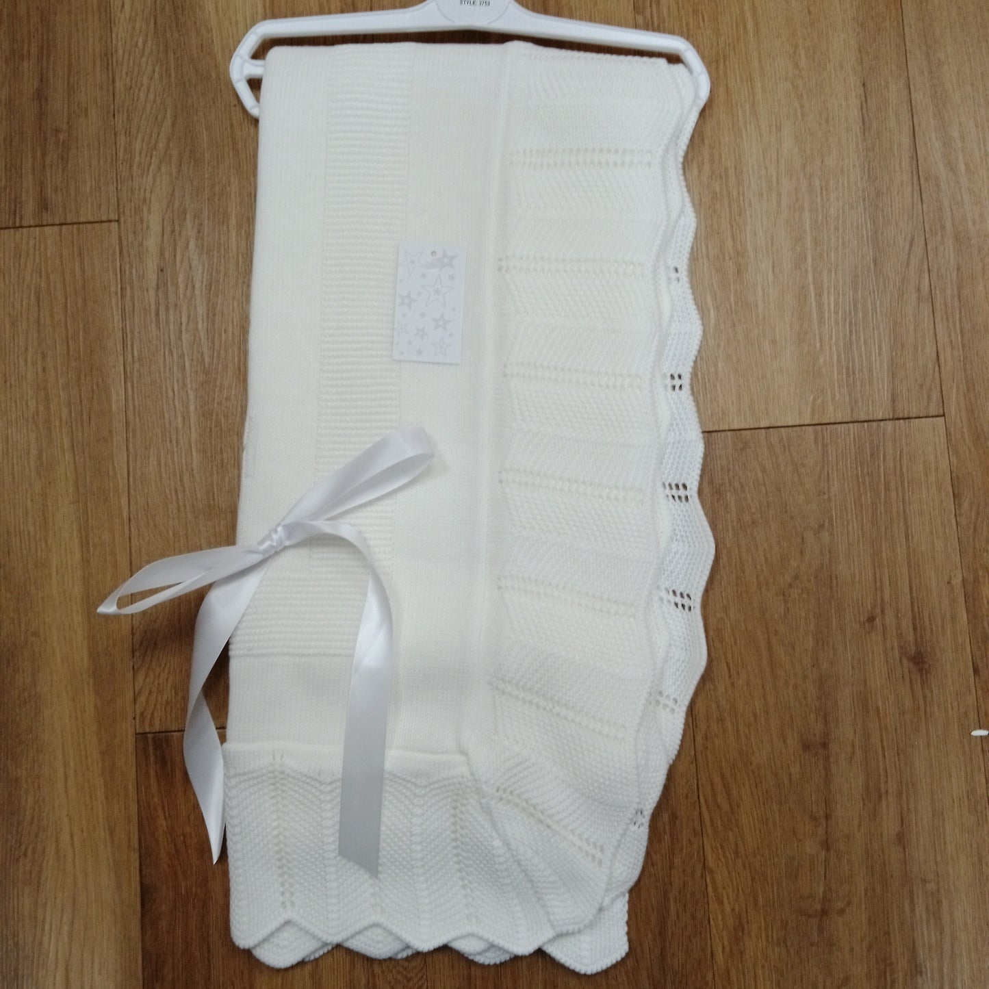 White Baby Shawl with Bow
