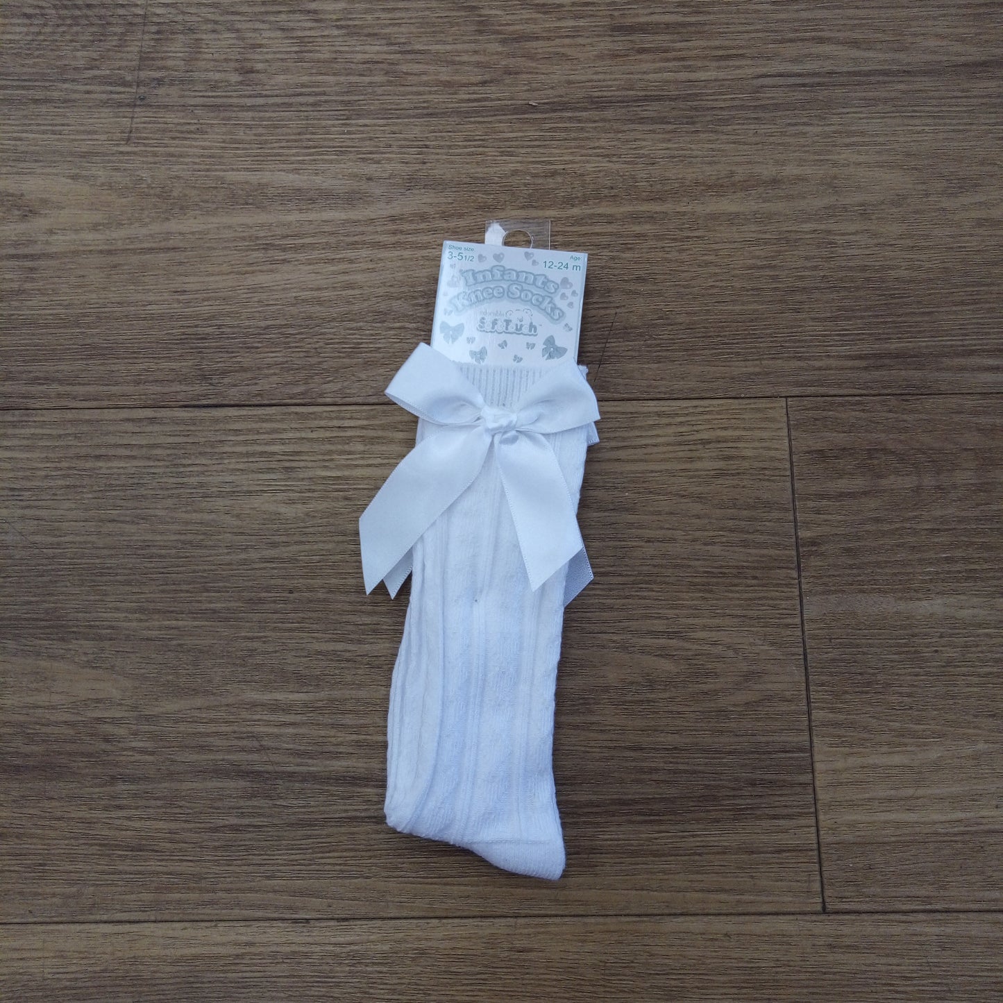 White bow knee socks