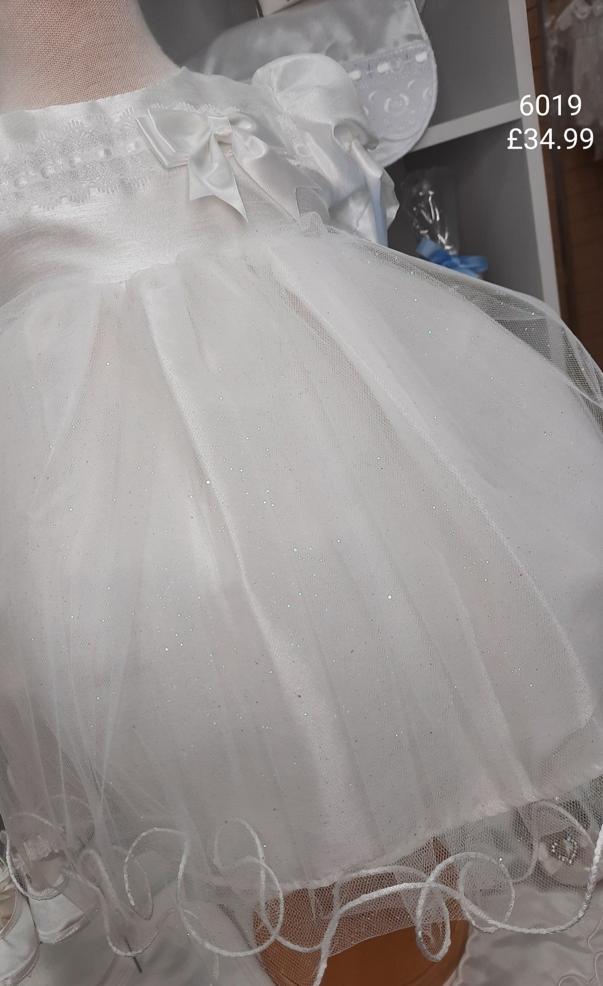 Satin frill and bow detail dress