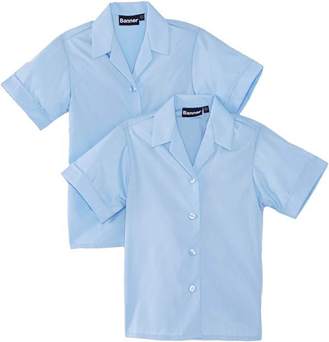 Short Sleeve BLUE Open necks 2pk