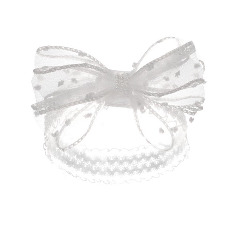 Lace headband with bow white HB98