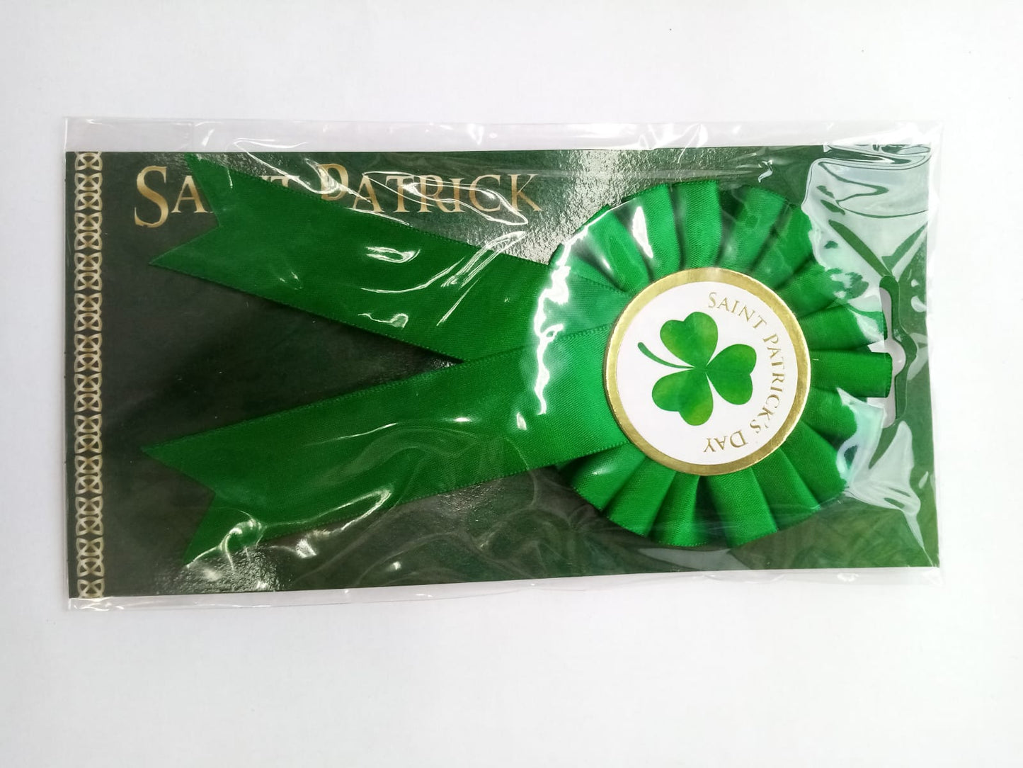 St Patrick's day green shamrock rosette