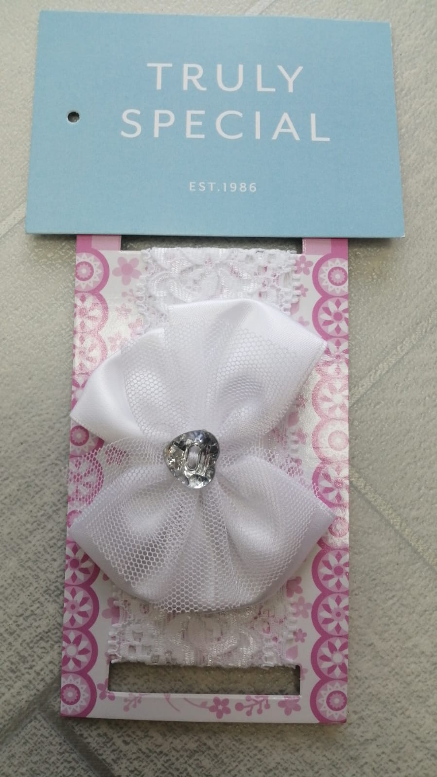 Christening Diamond head band white hb60