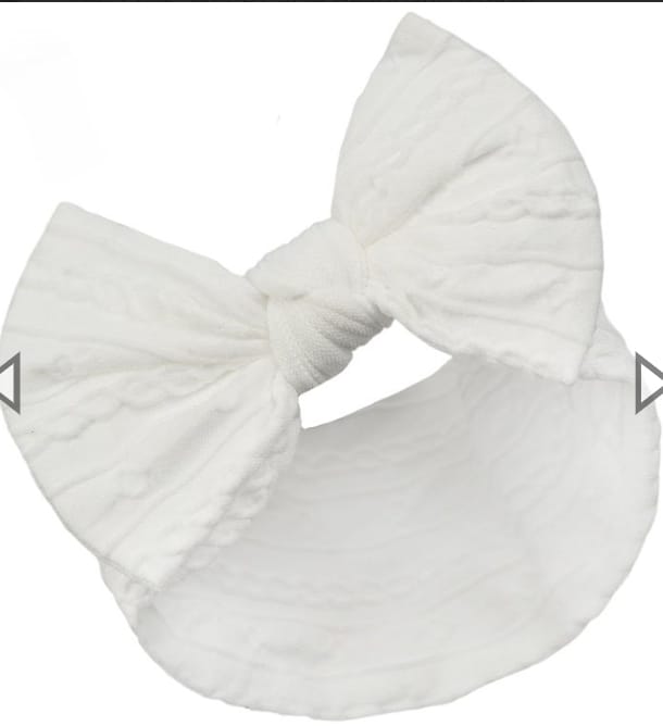 White Cable Headband with Bow