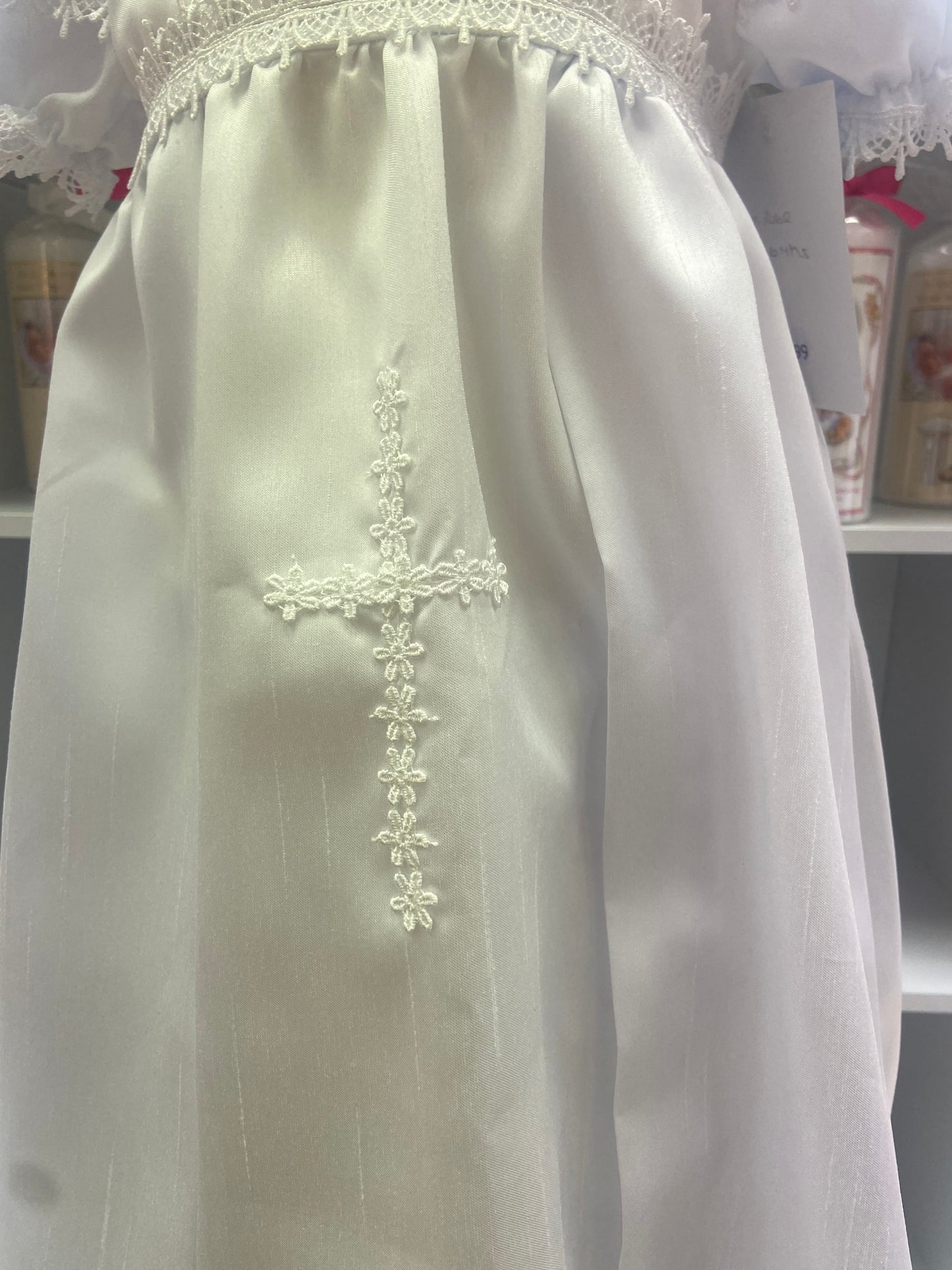 Traditional christening long gown with cross design