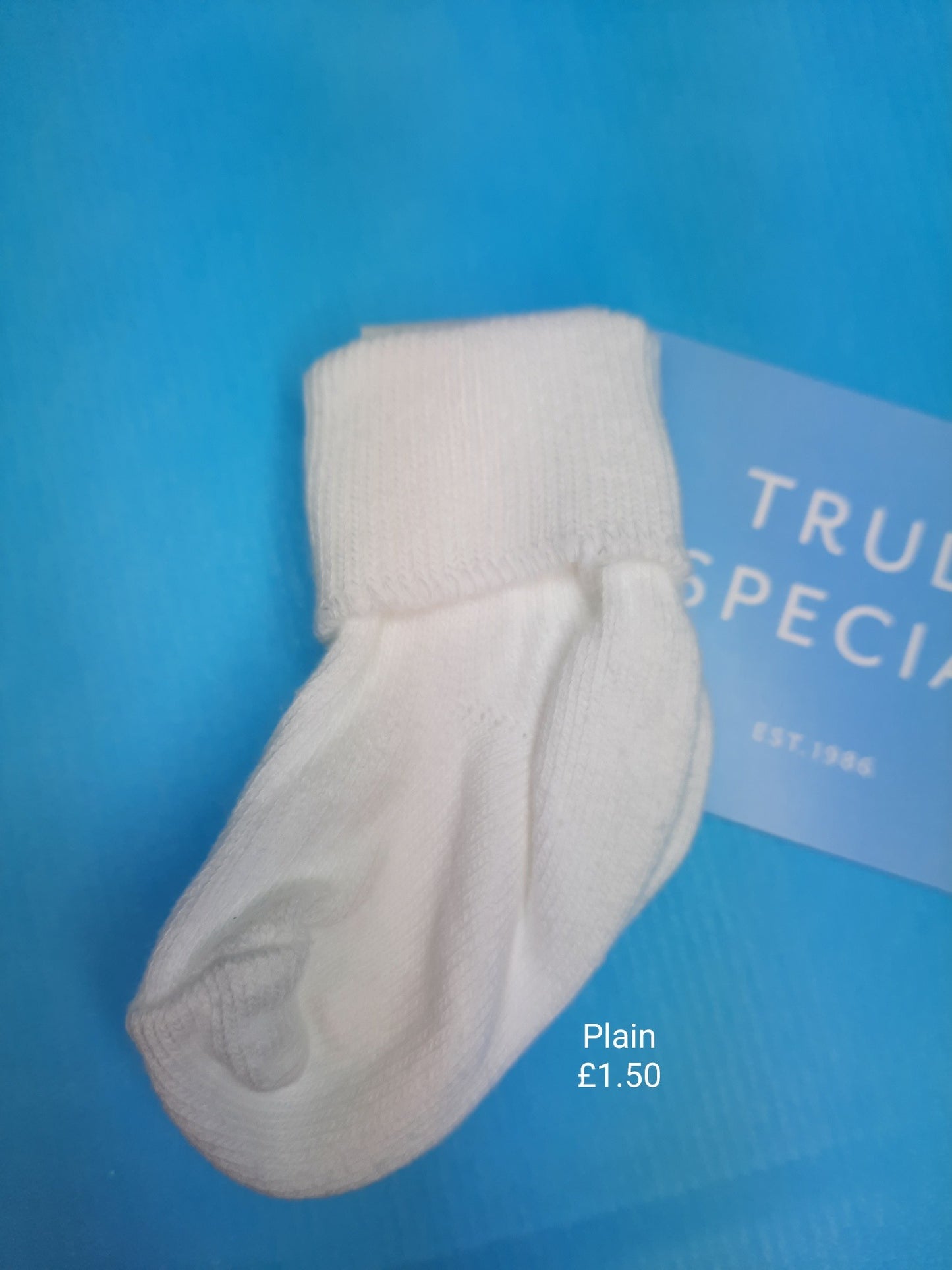Turn down plain ankle christening sock