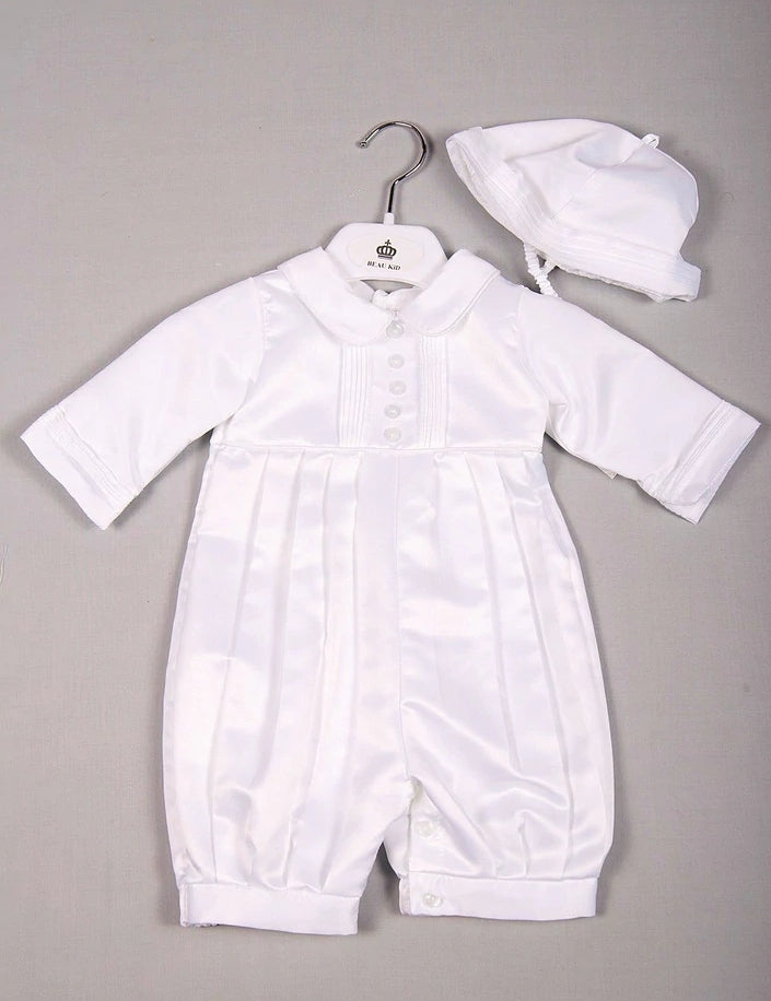 Baby boy best sale satin christening outfit