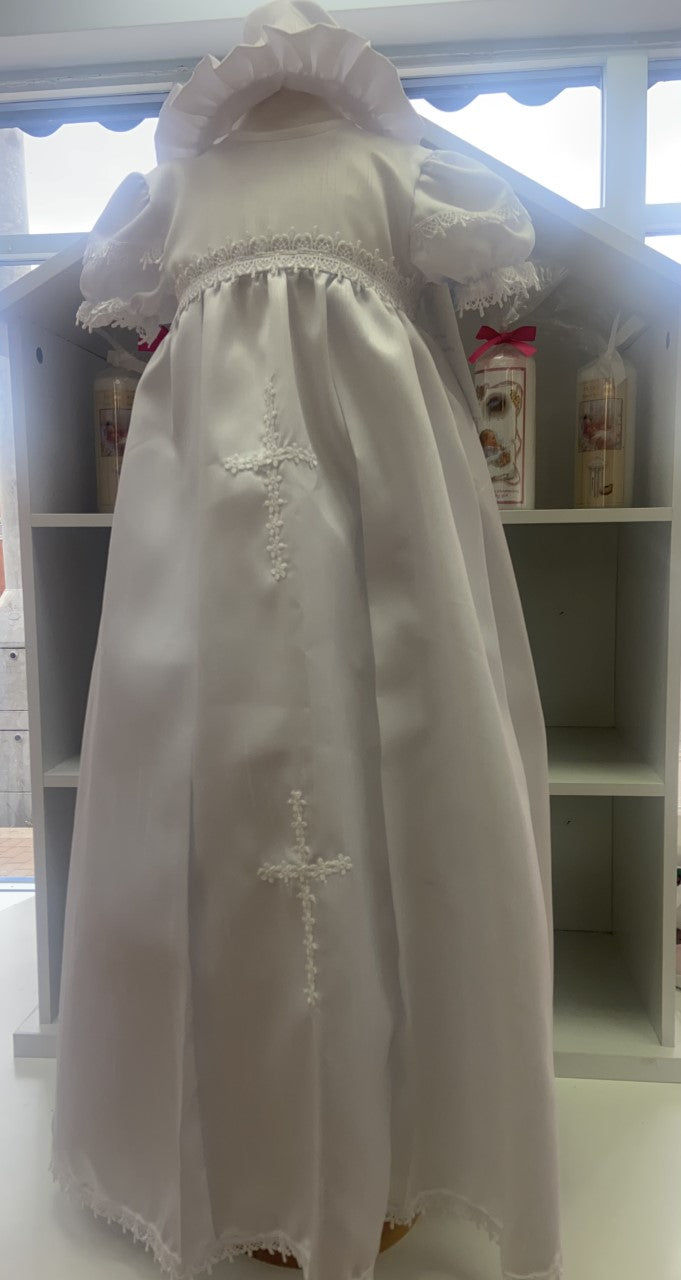 Traditional christening long gown with cross design