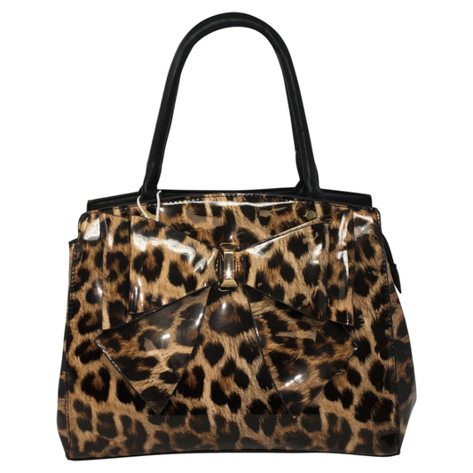 Trendy Leopard Print Bow Tote Bag HS-0008 Brown