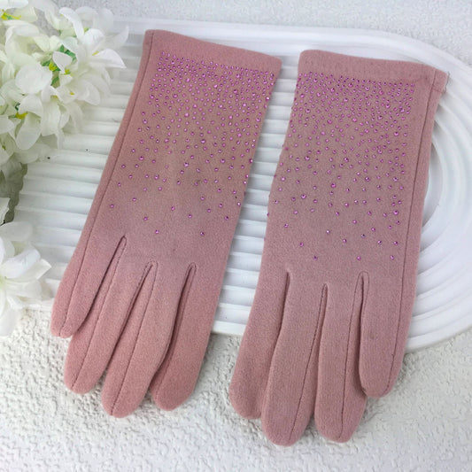 Pink Ladies Gloves with Sparkly Gems