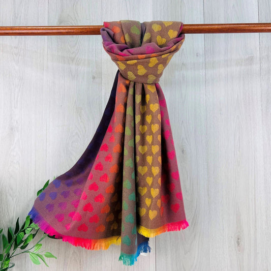 Dusky Pink Ladies Heart Patterned Scarf