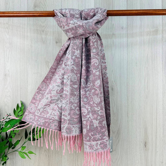 Ladies Pink Floral Patterned Scarf