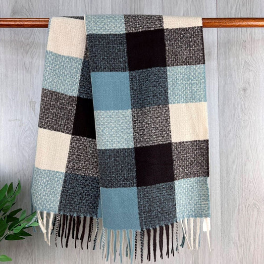 Blue Ladies Checkerboard Style Scarf