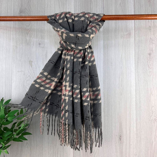 Ladies Grey Patterned Scarf